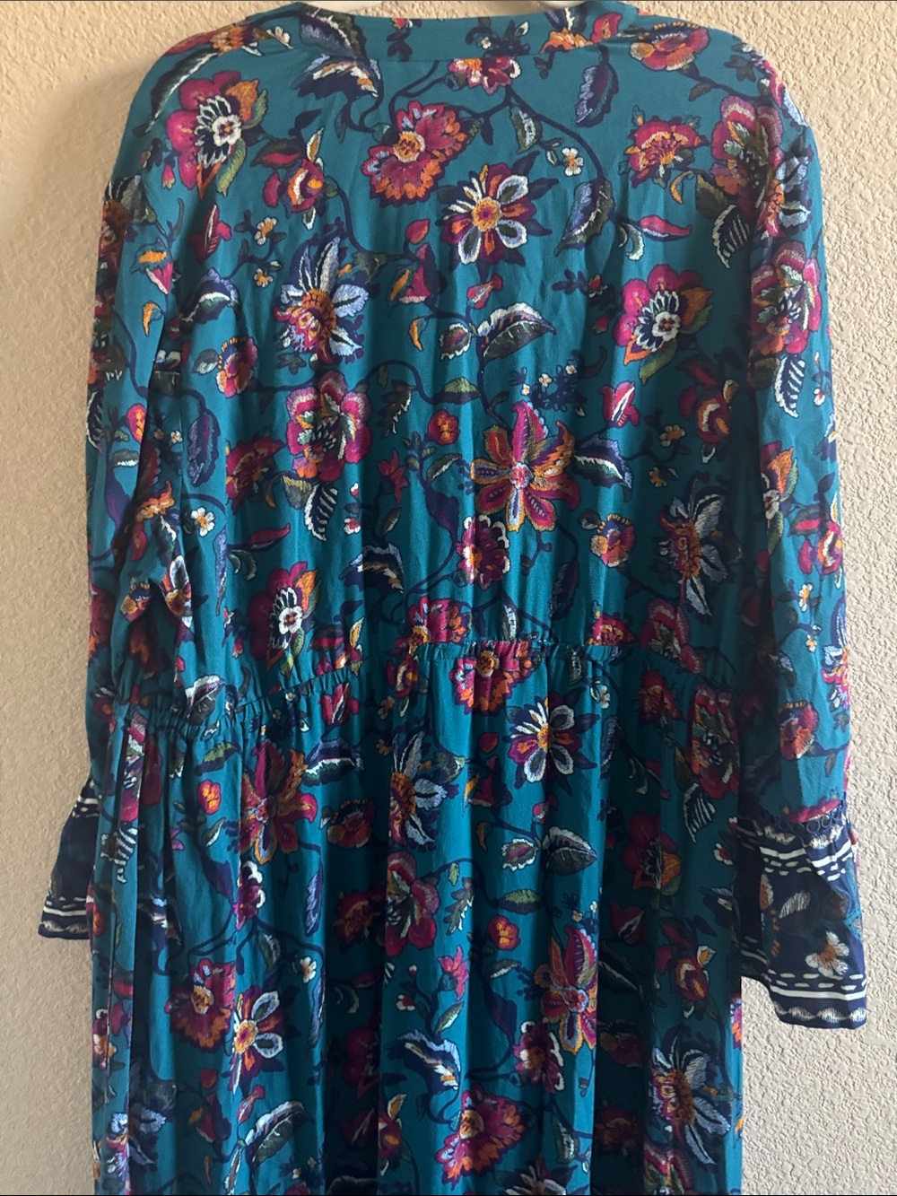 Soft Surroundings Allene Teal Floral Boho Maxi Dress Size Extra Large - Picture 9 of 10